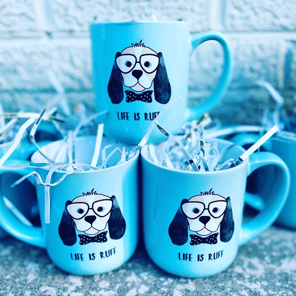 Box of 12. “Life is Ruff” Super cute drinking mug.